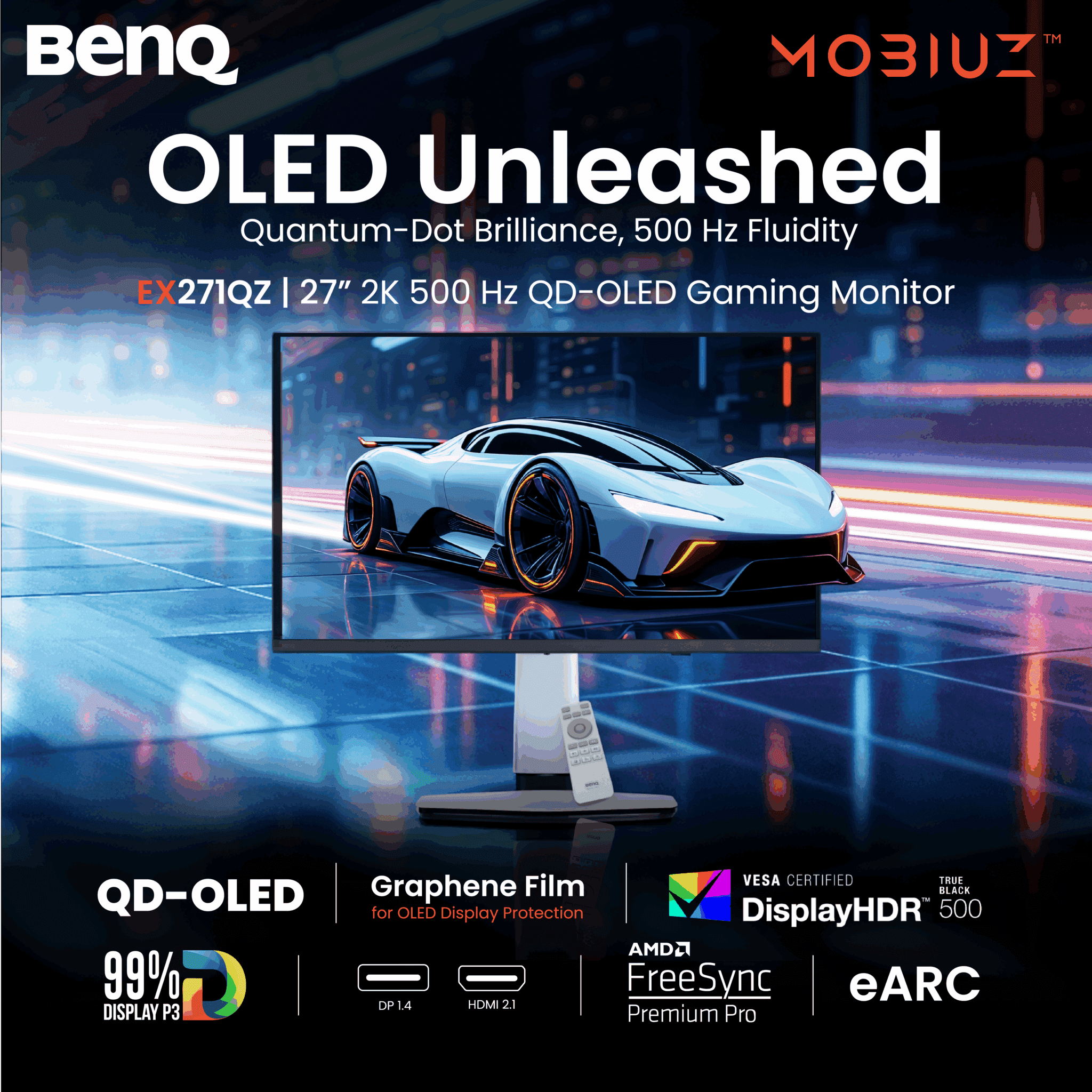 BenQ Mobiuz EX271QZ: 27-inch 500Hz QD-OLED Gaming Monitor Launched