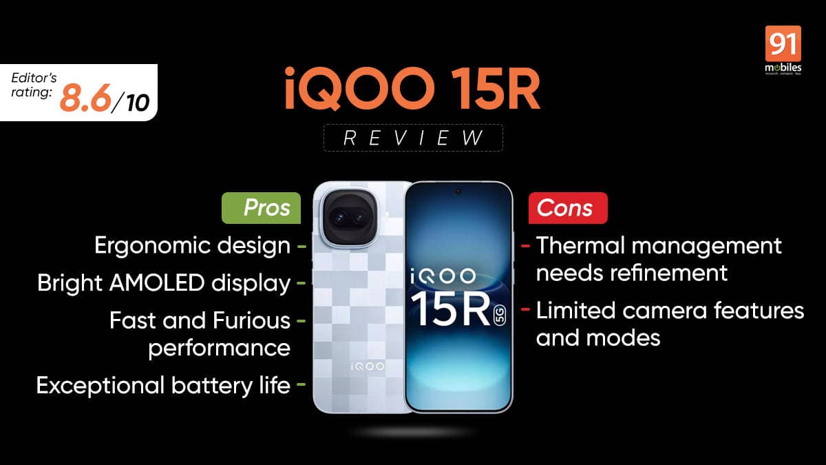 iQOO 15R Review: 91mobiles Praises Battery, Faults Camera and Software