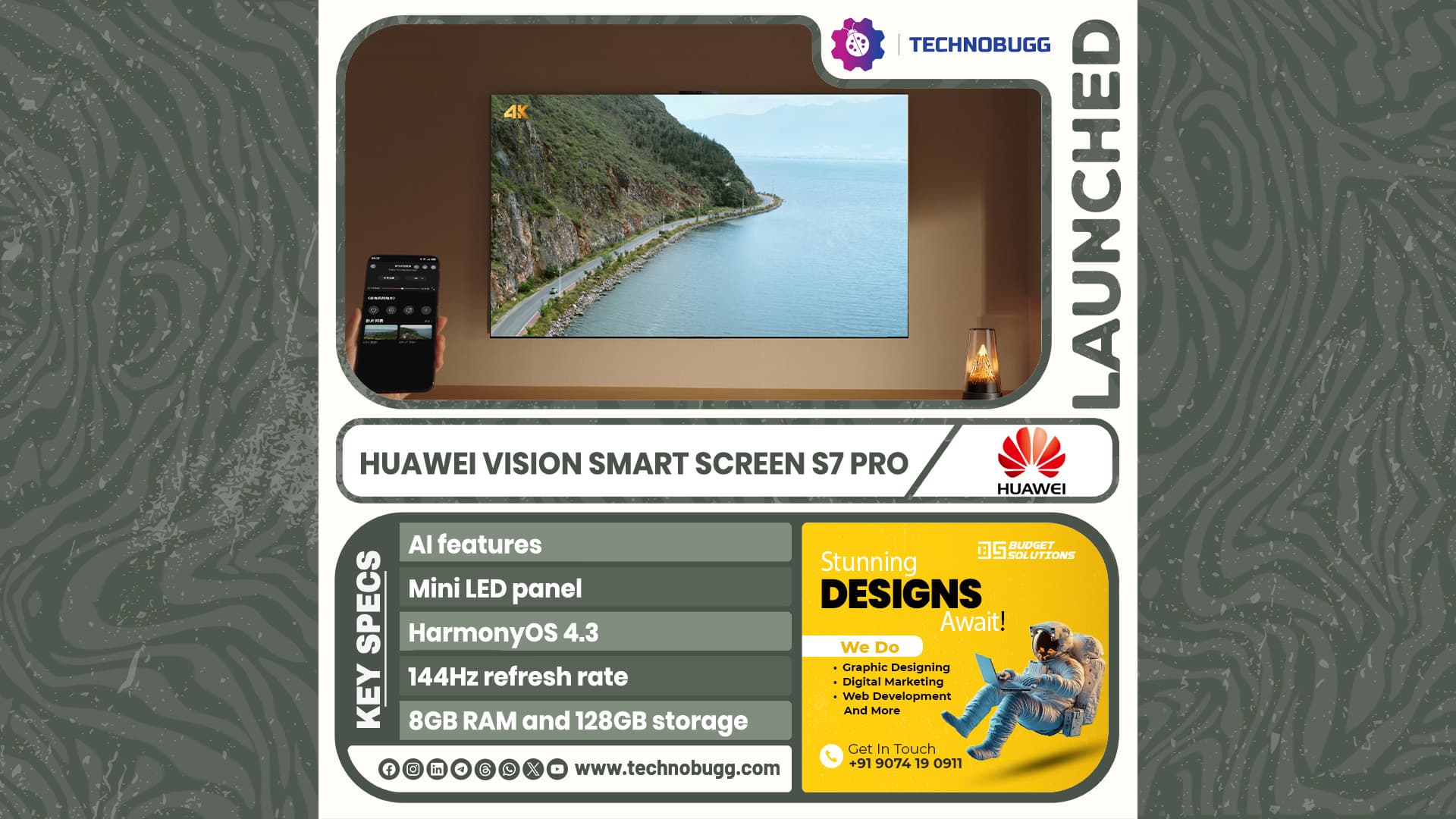 Huawei Vision Smart Screen S7 Pro Launched With 144Hz Mini LED Panel