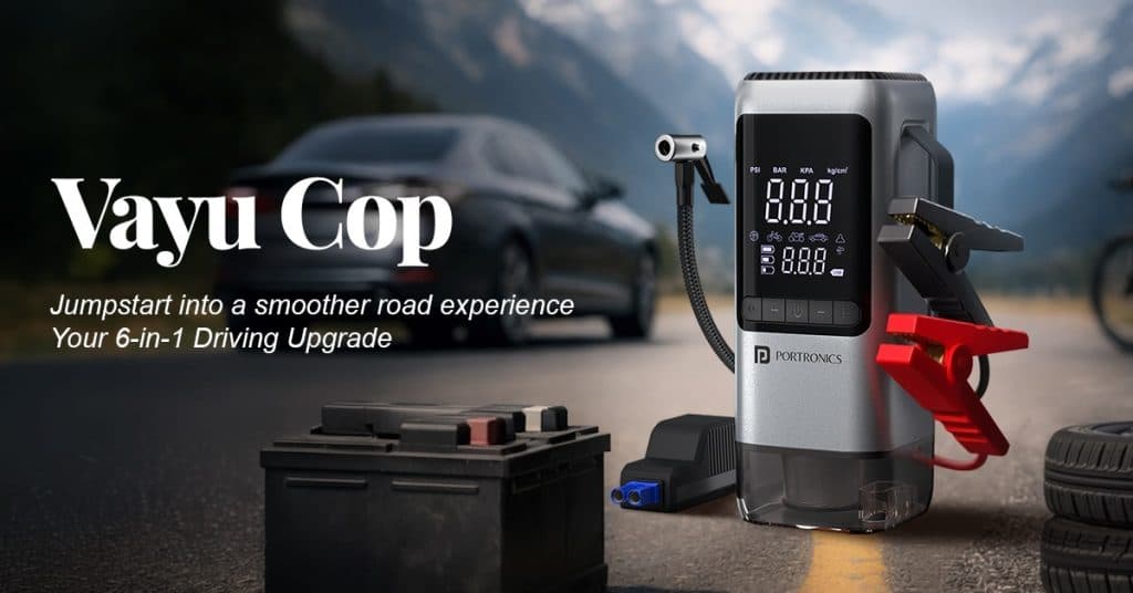 Portronics Vayu Cop 6-in-1 Rechargeable Car Utility Station Launched