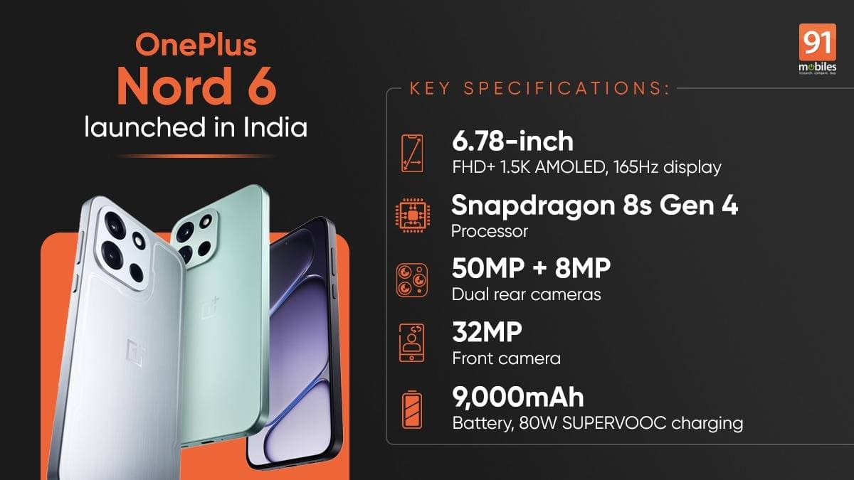 OnePlus Nord 6 Launch: Snapdragon 8s Gen 4 and 9,000mAh Battery Rumors