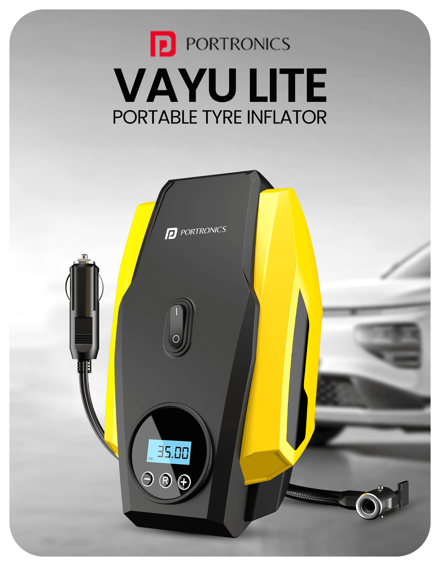 Portronics Vayu Cop: 150 PSI Inflator, 5000Pa Vacuum, Jump Starter